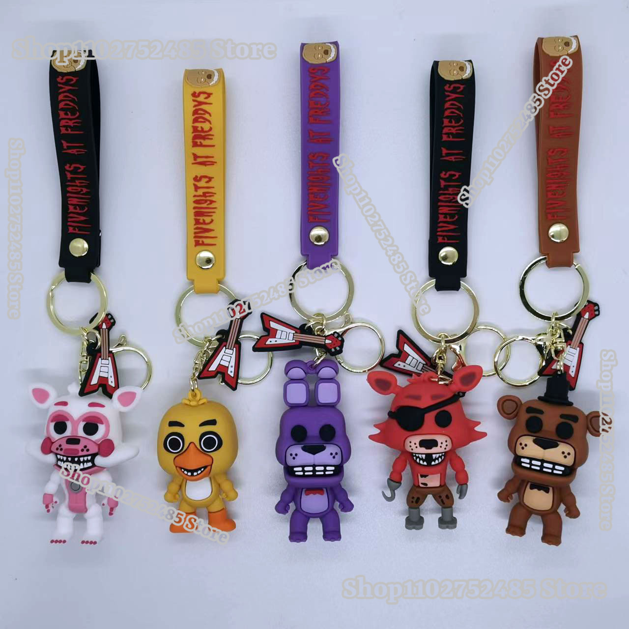 Car Accessories Oman - พวงกุญแจตุ๊กตาการ์ตูนอนิเมะ FNAF 5 ชิ้น ตุ๊กตาเฟรดดี้สุดหลอน ของตกแต่งสำหรับนักเรียน