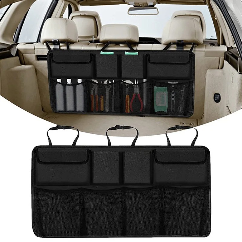 Car Accessories Hanging - กระเป๋าเก็บของท้ายรถแบบตาข่าย ปรับได้ กระเป๋าเก็บของท้ายรถแบบตาข่าย ความจุสูง อุปกรณ์จัดระเบียบแบบแขวน อุปกรณ์ตกแต่งภายในรถยนต์